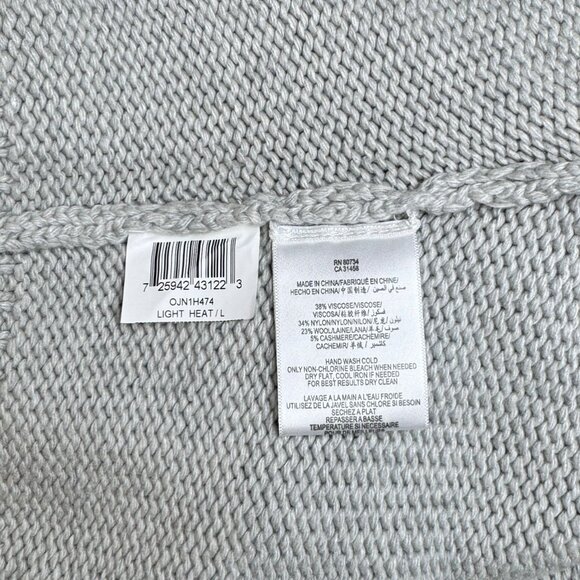 BCBGMAXAZRIA Chunky Sweater Sz.L Gray Wool Blend Boho Chic Coastal Cableknit - Picture 8 of 10